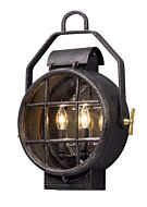 Point Lookout 2-Light Wall Lantern in Aged Silver with Pol Brass