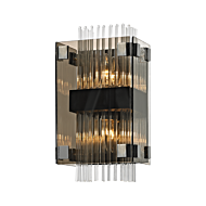 Troy Apollo 2 Light 14 Inch Wall Sconce in Dark Bronze Polished Chrome