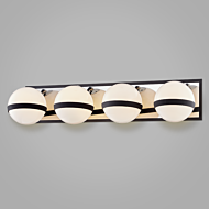 Troy Ace 4 Light Bathroom Vanity Light in Carb Black with Polished Nickel Accents