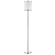 Lux II 1-Light Polished Chrome Floor Lamp With Metal Trimmed Off-White Shantung Shade