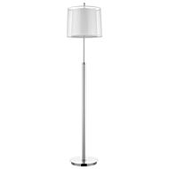 Nimbus 1-Light Metallic Silver And Polished Chrome Floor Lamp With Sheer Snow Double Shantung Shade