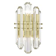 Crystorama Bolton 2 Light 14 Inch Wall Sconce in Aged Brass with Faceted Crystal Elements Crystals