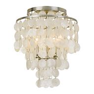 Crystorama Brielle 3 Light 16 Inch Transitional Chandelier in Antique Silver with Capiz shell Crystals