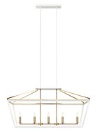 Mavonshire 5-Light Chandelier in White with Aged Gold Brass