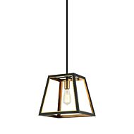 Rosalie 1-Light Pendant in Matte Black with Aged Gold