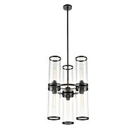 Alora Revolve 6 Light Chandelier in Urban Bronze And Clear Glass