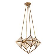 Cairo 4-Light Chandelier in Vintage Brass with Clear Ribbed Glass
