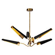 Osorio LED Chandelier in Matte Black with Vintage Brass