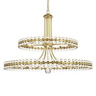 Crystorama Clover 24 Light 31 Inch Transitional Chandelier in Aged Brass with Clear Glass Beads Crystals