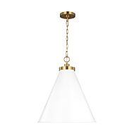 Wellfleet Pendant Light in Matte White And Burnished Brass by Chapman & Myers
