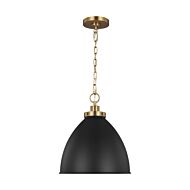 Wellfleet Pendant Light in Midnight Black And Burnished Brass by Chapman & Myers
