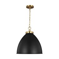 Wellfleet Pendant Light in Midnight Black And Burnished Brass by Chapman & Myers