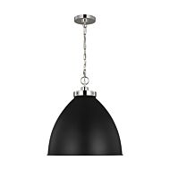 Wellfleet Pendant Light in Midnight Black And Polished Nickel by Chapman & Myers