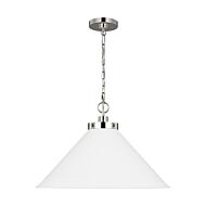 Wellfleet Pendant Light in Matte White And Polished Nickel by Chapman & Myers