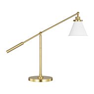 Wellfleet Table Lamp in Matte White And Burnished Brass by Chapman & Myers