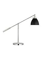 Wellfleet 1-Light Desk Lamp in Midnight Black with Polished Nickel