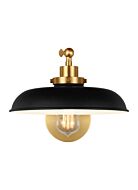 Wellfleet 1-Light Wall Sconce in Midnight Black with Burnished Brass