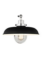 Wellfleet 1-Light Wall Sconce in Midnight Black with Polished Nickel