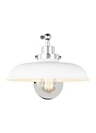 Wellfleet 1-Light Wall Sconce in Matte White with Polished Nickel