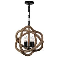 CWI Padma 4 Light Up Chandelier With Black Finish