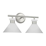 Belcarra 2-Light Bathroom Vanity Light in Brushed Steel