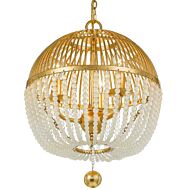 Crystorama Duval 3 Light 17 Inch Transitional Chandelier in Antique Gold with Frosted Glass Beads Crystals