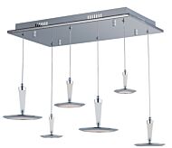 ET2 Hilite 22.5 Inch 6 Light White Glass Pendant in Polished Chrome