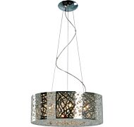 ET2 Inca 23.5 Inch 9 Light Clear/White Glass Pendant in Polished Chrome