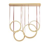 Tether 4-Light LED Pendant in Natural Aged Brass