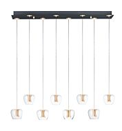 Newton 8-Light LED Pendant in Black with Gold