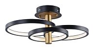 Hoopla 1-Light LED Semi-Flush Mount in Black with Gold