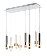 Reveal 8-Light LED Pendant in Satin Nickel with Satin Brass