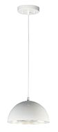 Hemisphere 1-Light LED Pendant in Gloss White with Aluminum