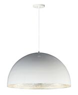 Hemisphere 1-Light LED Pendant in Gloss White with Aluminum