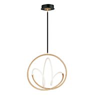 Mobius 1-Light LED Pendant in Black with Gold