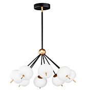 Quest 8-Light LED Pendant in Black with Gold