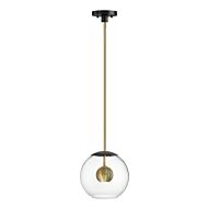 Nucleus 1-Light LED Pendant in Black with Natural Aged Brass
