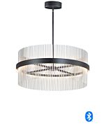 Chimes WiZ 2-Light LED Pendant in Black with Satin Nickel