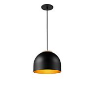 Foster 1-Light LED Pendant in Black with Gold