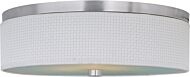 ET2 Elements 3 Light Drum Ceiling Light in Satin Nickel with a White Weave Shade