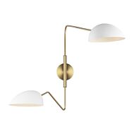 Jane 2 Light Wall Sconce in Matte White And Burnished Brass by Ellen Degeneres