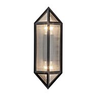 Cairo 2-Light Outdoor Wall Lantern in Textured Black with Clear Ribbed Glass
