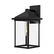 Larchmont 1-Light Exterior Wall Mount in Clear Glass with Textured Black