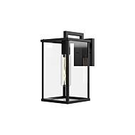 Brentwood 1-Light Exterior Wall Mount in Clear Glass with Textured Black