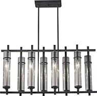 Feiss Ethan 8 Light Iron Linear Pendant in Iron & Brushed Steel