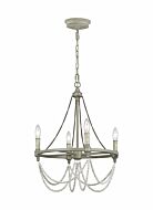 Beverly 4 Light Chandelier in French Washed Oak And Distressed White Wood by Sean Lavin