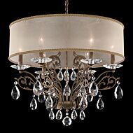 Schonbek Filigrae 6 Light Chandelier in Etruscan Gold with Clear Heritage Crystals