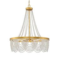 Crystorama Fiona 4 Light 33 Inch Chandelier in Antique Gold with Clear Glass Beads Crystals