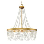 Crystorama Fiona 4 Light 33 Inch Chandelier in Antique Gold with White Glass Beads Crystals