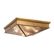 Cairo 4-Light Flush Mount in Vintage Brass with Clear Ribbed Glass